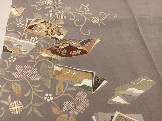 平和屋着物●訪問着　駒刺繍　花唐草冊子文　金彩　正絹　逸品　AABH9716ph 平和屋着物○訪問着 駒刺繍 花唐草冊子文 金彩 正絹 逸品 AABH9716ph
