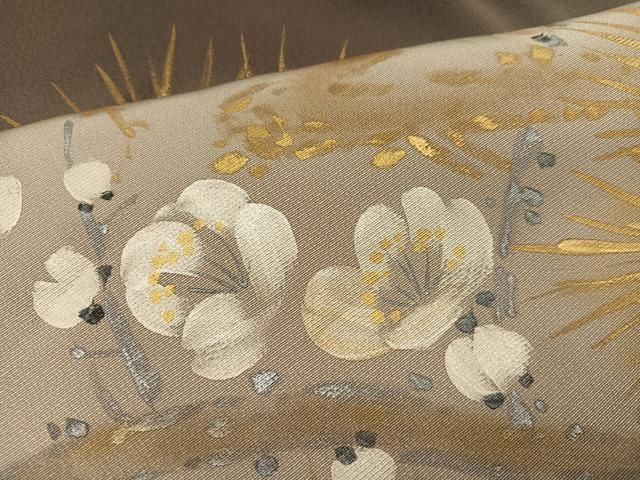 平和屋着物○色留訪問着 手描き 刺繍 松竹梅文 金彩 正絹 逸品