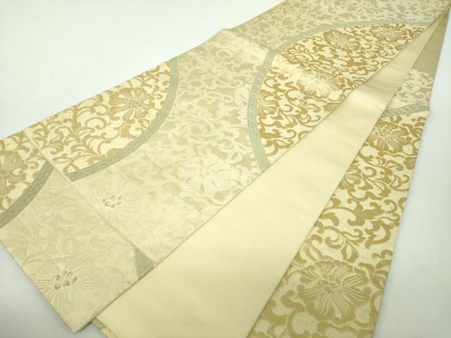 平和屋着物●ジャパンオートクチュール　渡辺雪三郎　六通柄袋帯　花唐草文　金糸　正絹　逸品　DABE5314ps 平和屋着物○ジャパンオートクチュール 渡辺雪三郎 六通柄袋帯 花唐草