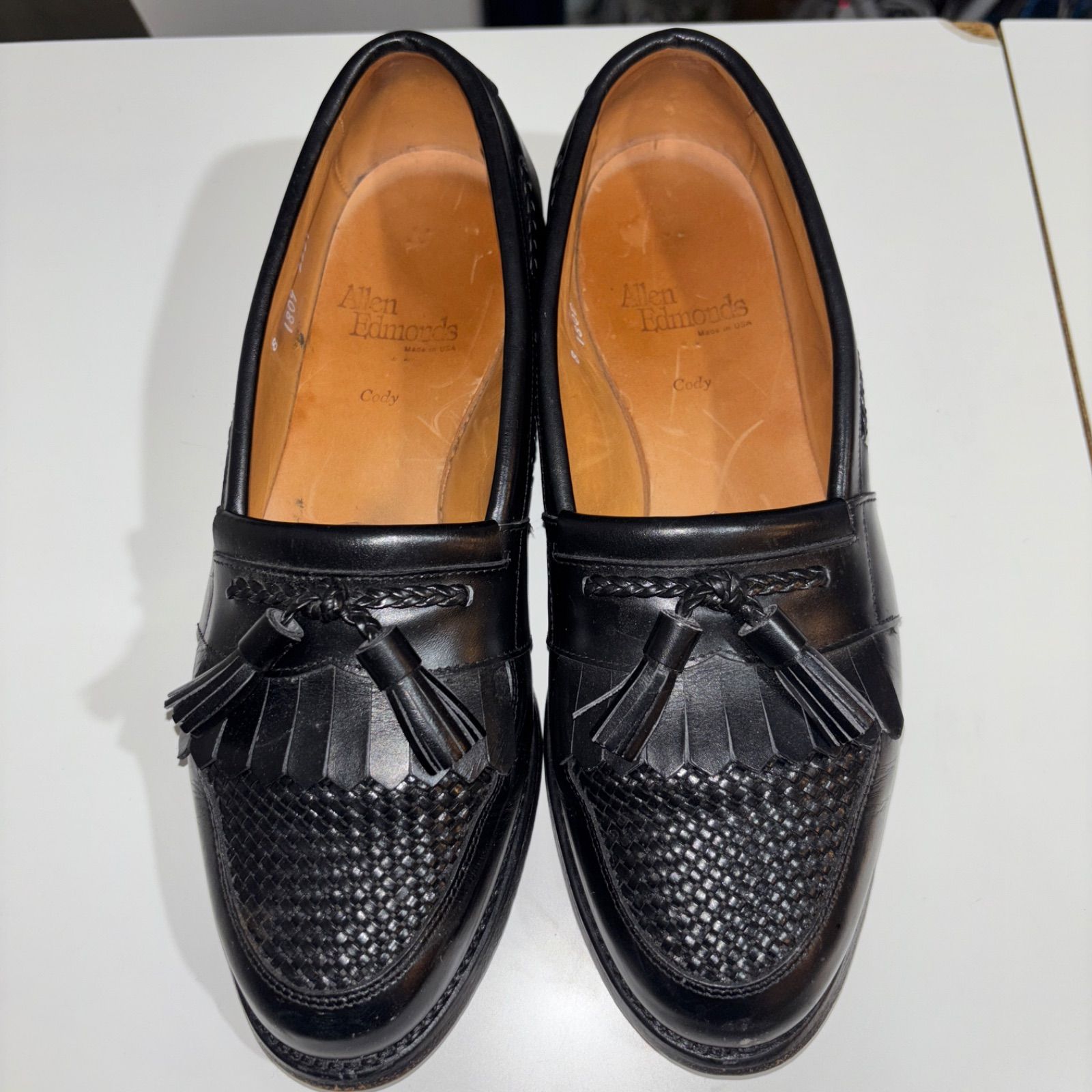 00s USA製 Allen Edmonds Cody Kiltie Tassel Woven Loafer US 8D 