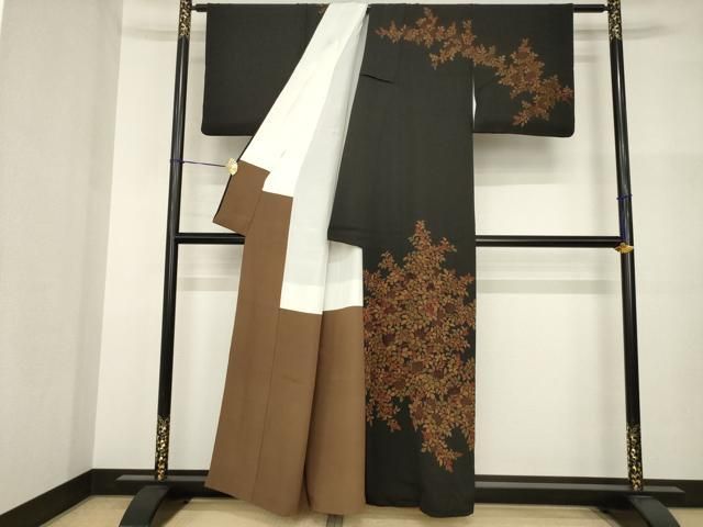 平和屋着物●訪問着　枝花文　黒地　正絹　逸品　AABI2437ck 平和屋着物○訪問着 枝花文 黒地 正絹 逸品 AABI2437ck - メルカリ