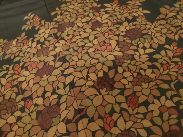 平和屋着物○訪問着 枝花文 黒地 正絹 逸品 AABI2437ck - メルカリ