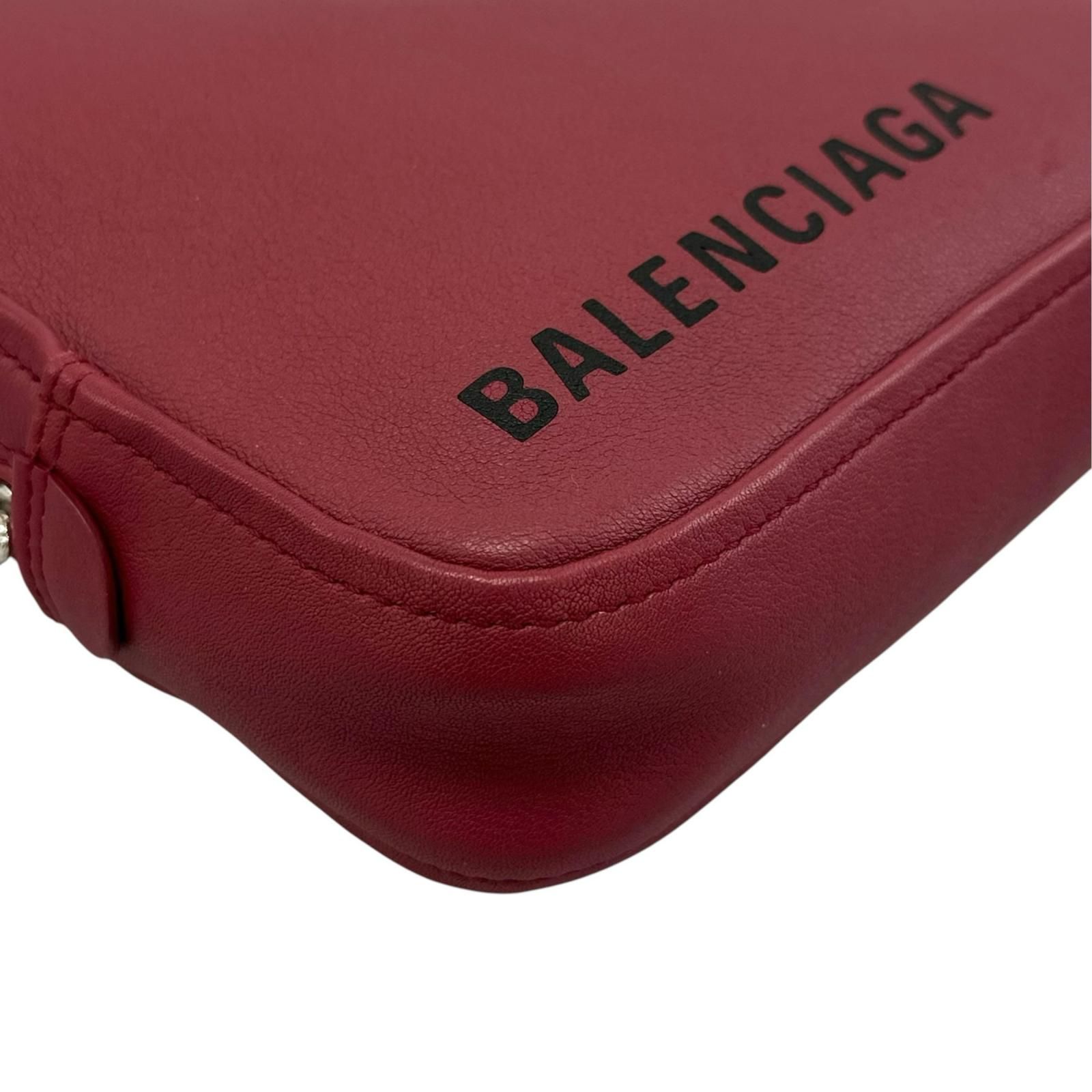 美品 BALENCIAGA バレンシアガ 476976 クラッチバッグ レザー レッド 