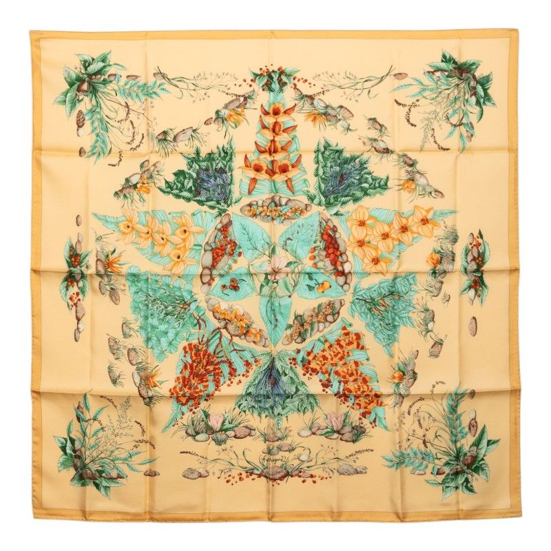 HERMES Pythagore シルクスカーフ エルメス カレ90 Pythagore ピタゴラス スカーフ ベージュ マルチ