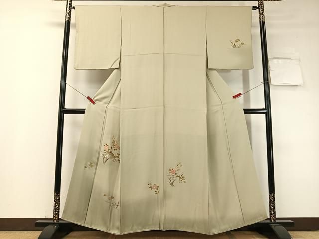 平和屋着物■訪問着　駒刺繍　扇面花文　金彩　正絹　逸品　CABF4263ev 平和屋着物□訪問着 駒刺繍 扇面花文 金彩 正絹 逸品 CABF4263ev