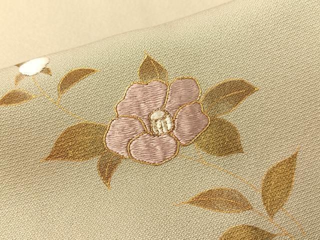 平和屋着物●上質な小紋　刺繍　花丸文　金糸　ロング丈　正絹　逸品　AABF2962cs 平和屋着物○上質な小紋 総刺繍 花唐草丸文 金糸 正絹 逸品 CABA6208yc