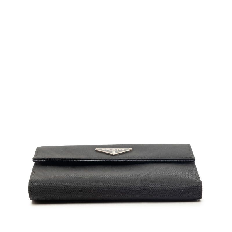 折り財布 プラダ 三角ロゴプレート 三つ折り財布 M170 ネロ ブラック ナイロン レザー レディース PRADA【1-0263233】