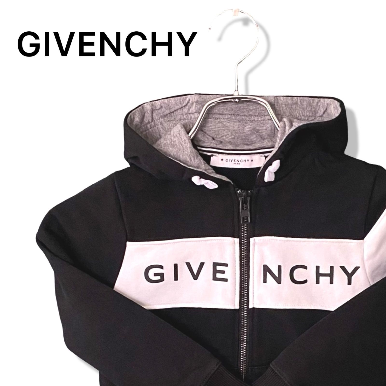GIVENCHY ジバンシィ キッズ ジップアップ パーカー ブラック ホワイト 