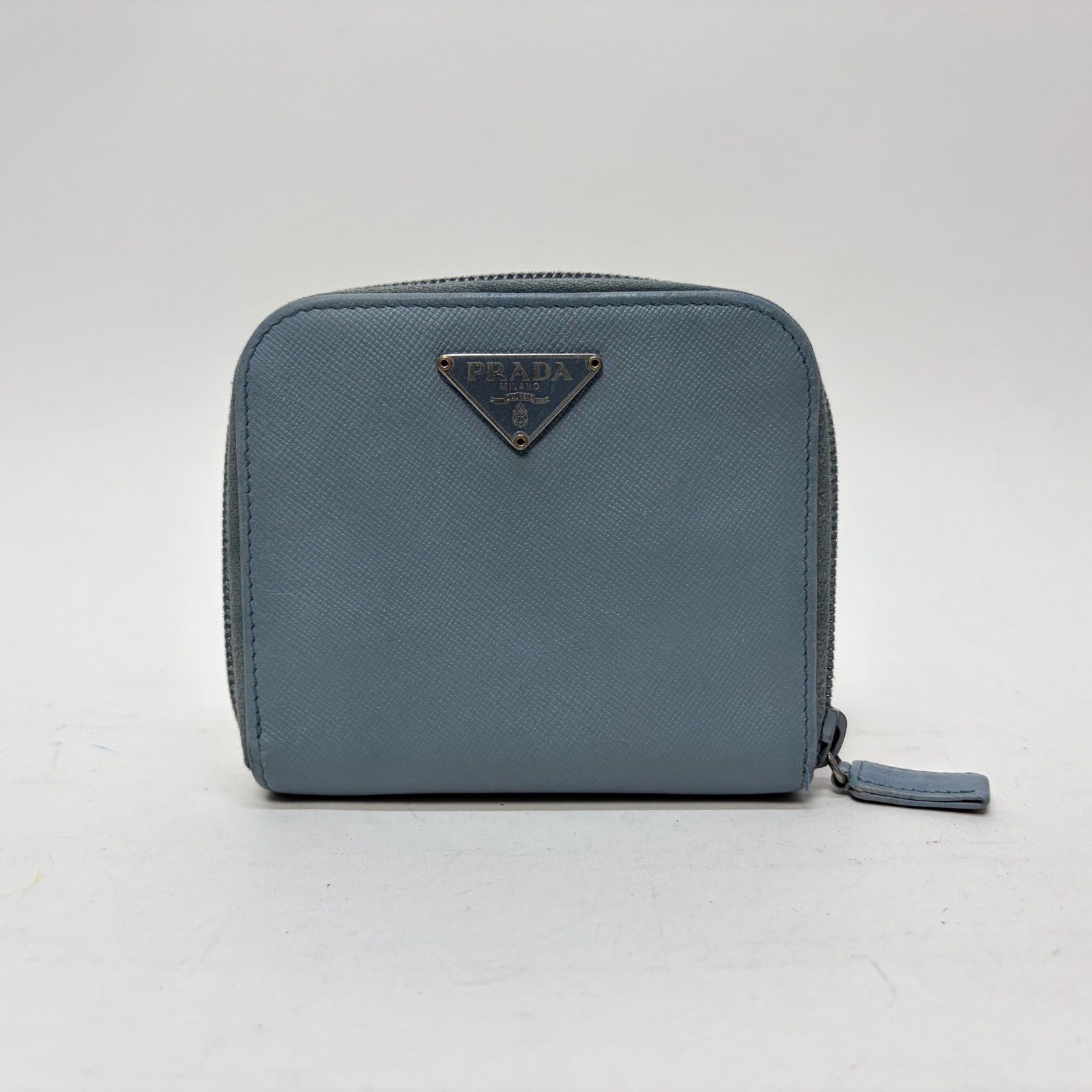 プラダ 財布 水色 PRADA 長財布 サフィアーノレザー シルバー金具 二 
