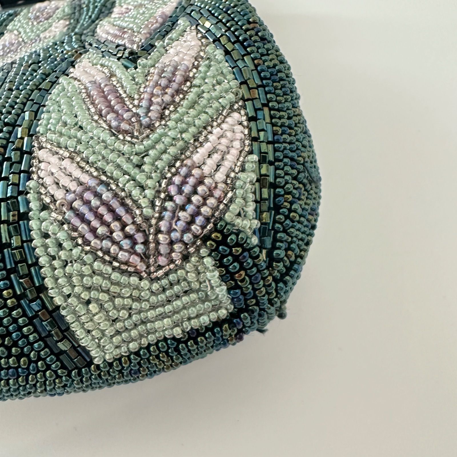 ビーズバッグ ハンドバッグ がま口 和装 着物 刺繍 ピーコック
