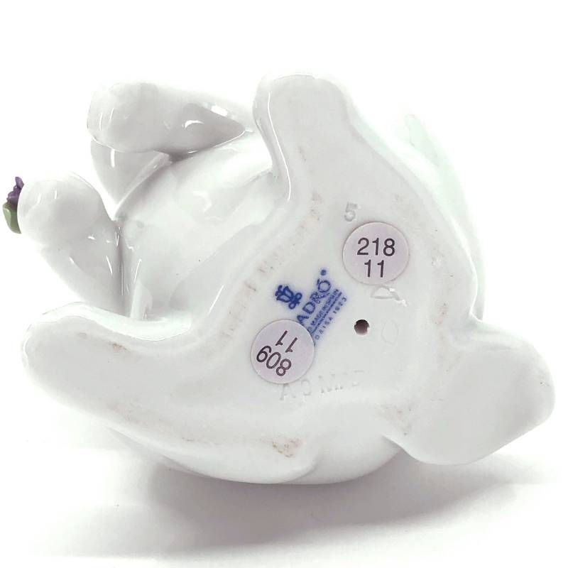 美品】LLADRO リヤドロ／花飾りの白うさぎ フィギュリン／陶器／マルチ