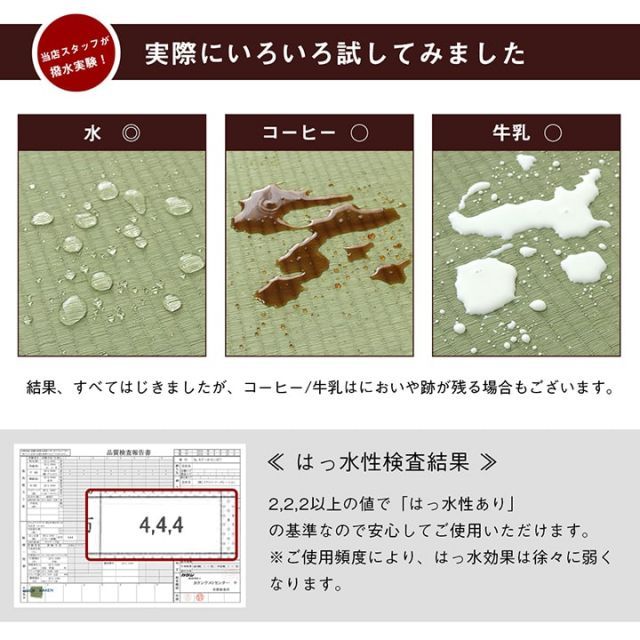 純国産 い草 上敷き はっ水 カーペット 双目織 江戸間2畳(約176×176cm）