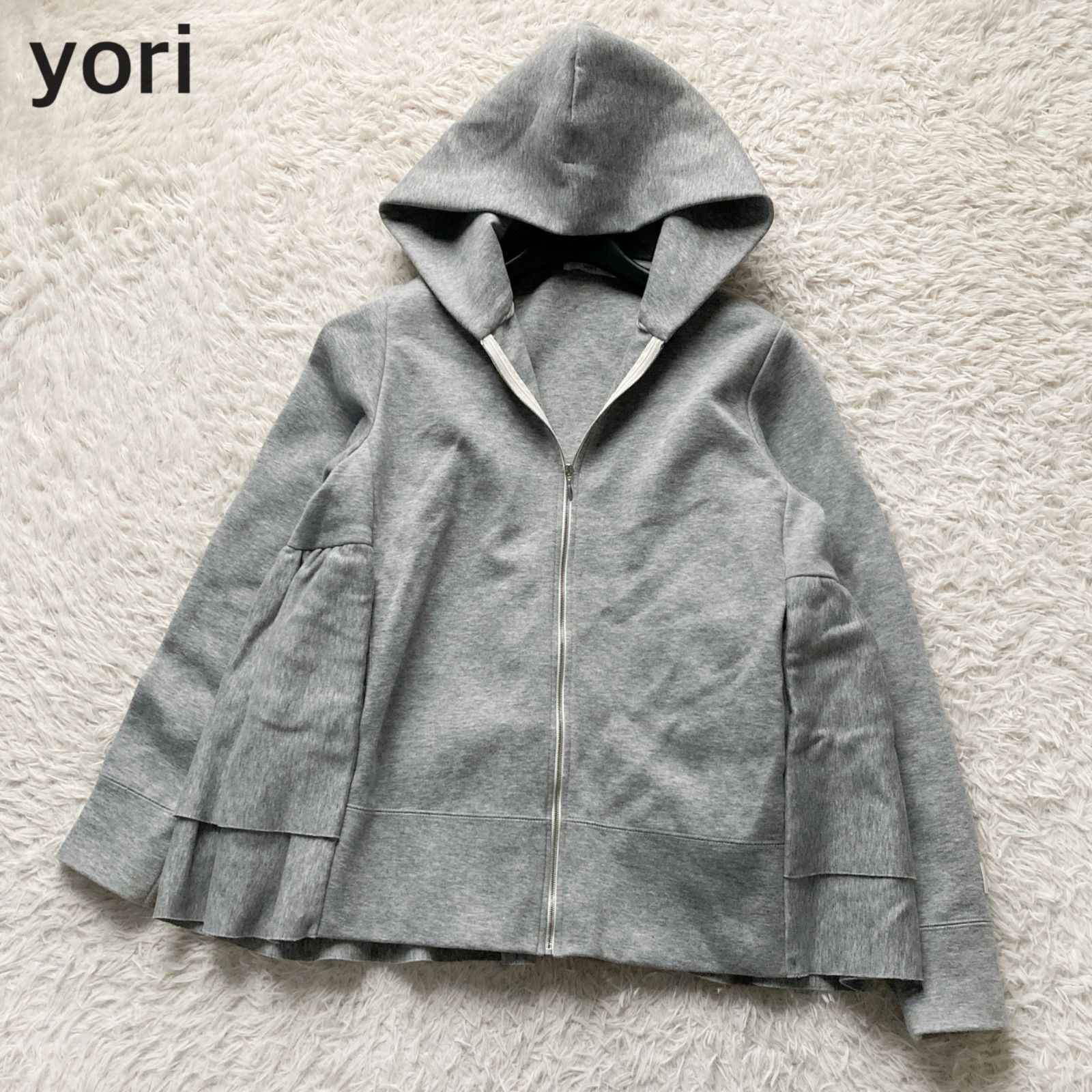 yori ヨリ バックダブルフレアジップパーカー フーディー ジャケット