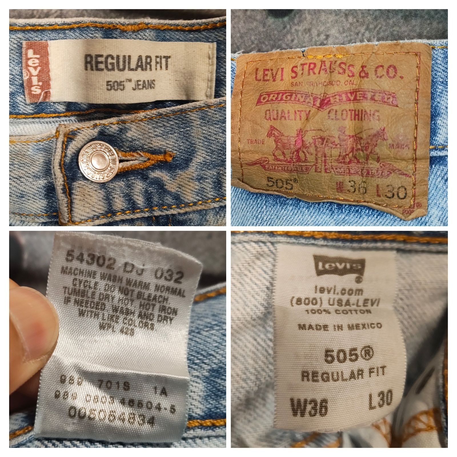 リーバイス 505 メキシコ製 W36 L30 オリジナルレングス デニム 