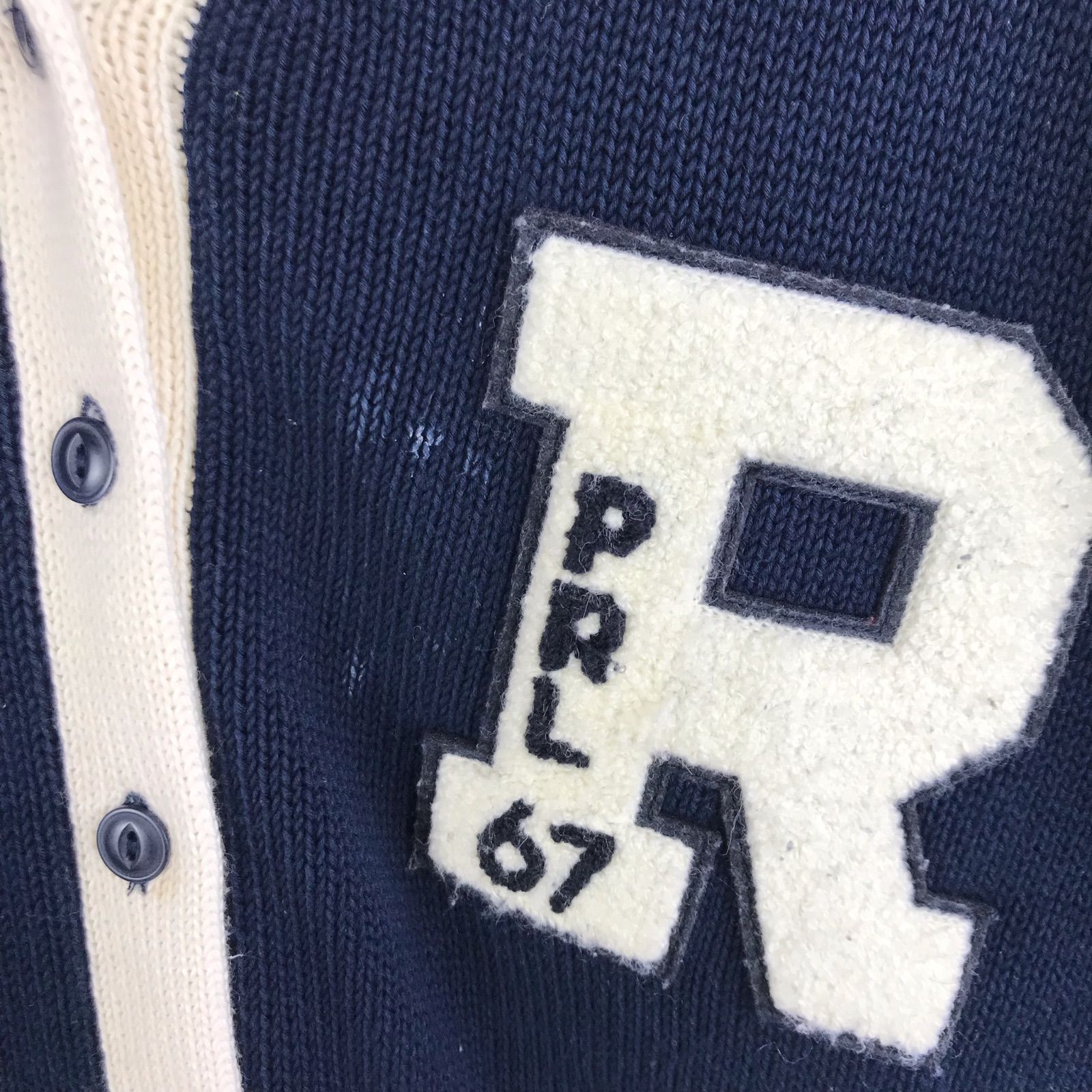 POLO RALPH LAUREN ワッペンカーディガン 12~14 ネイビー