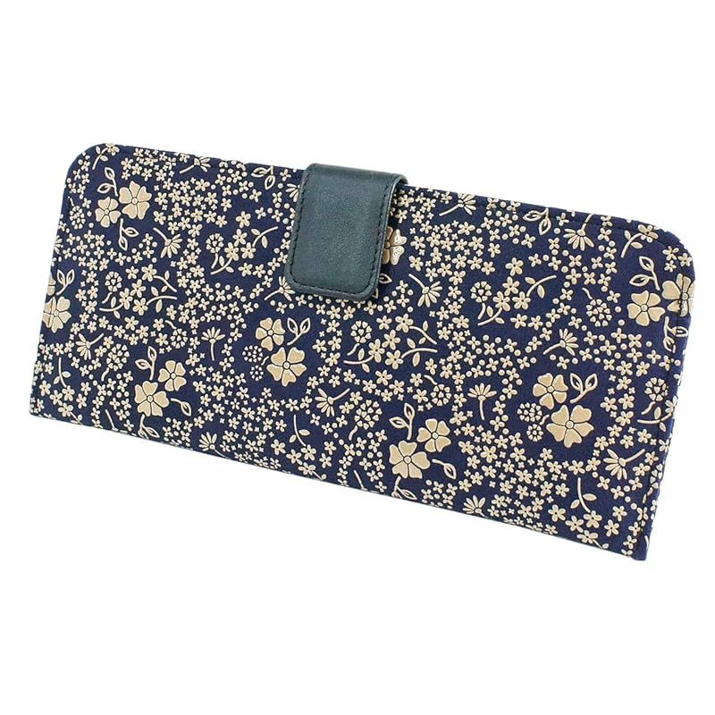 新品】 [印傳屋] 印伝 長財布 束入L 薄い 鹿革 紺地×白漆 アメリカン 