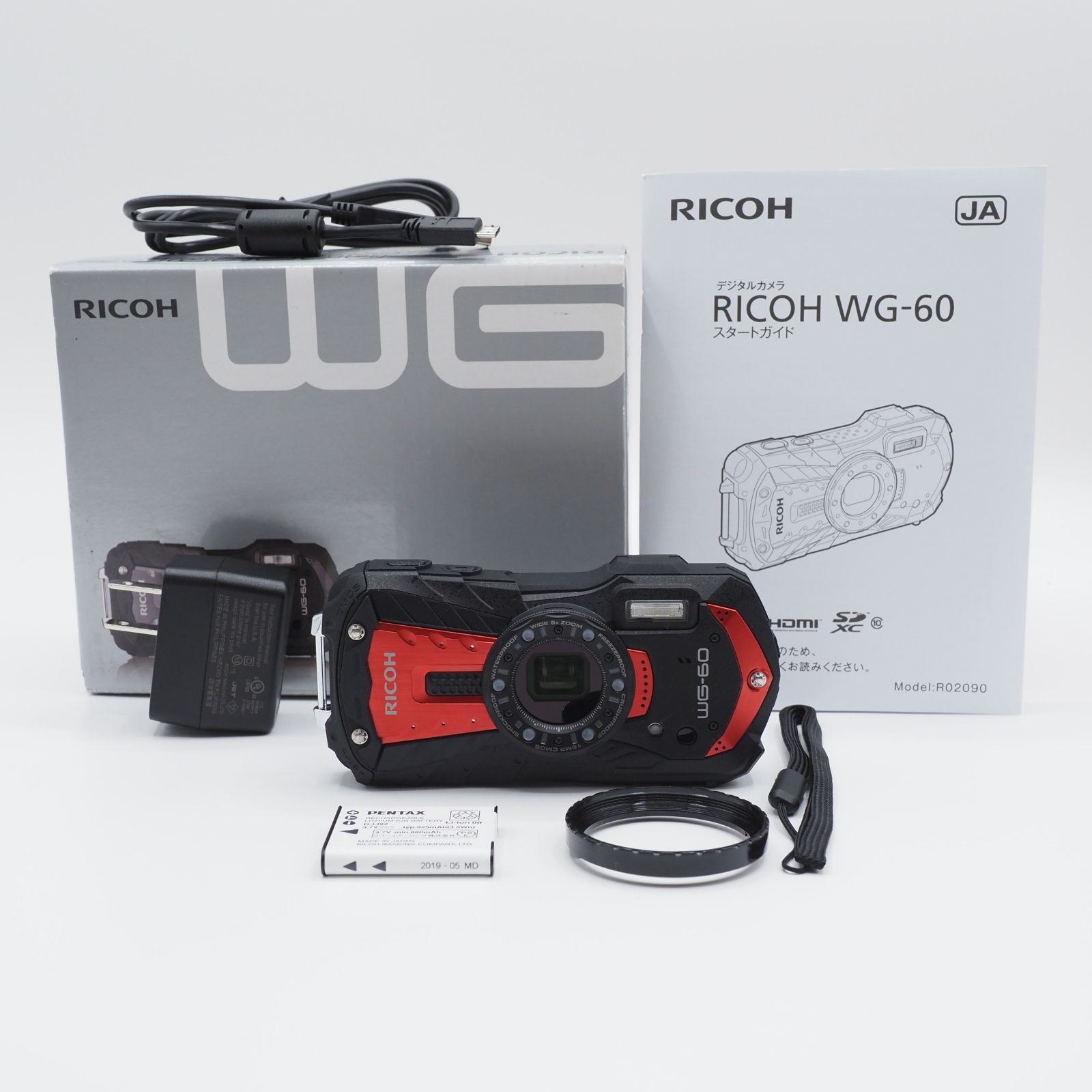 ショット数わずか1回 RICOH リコー WG-60 レッド 新品同様品 #3043 