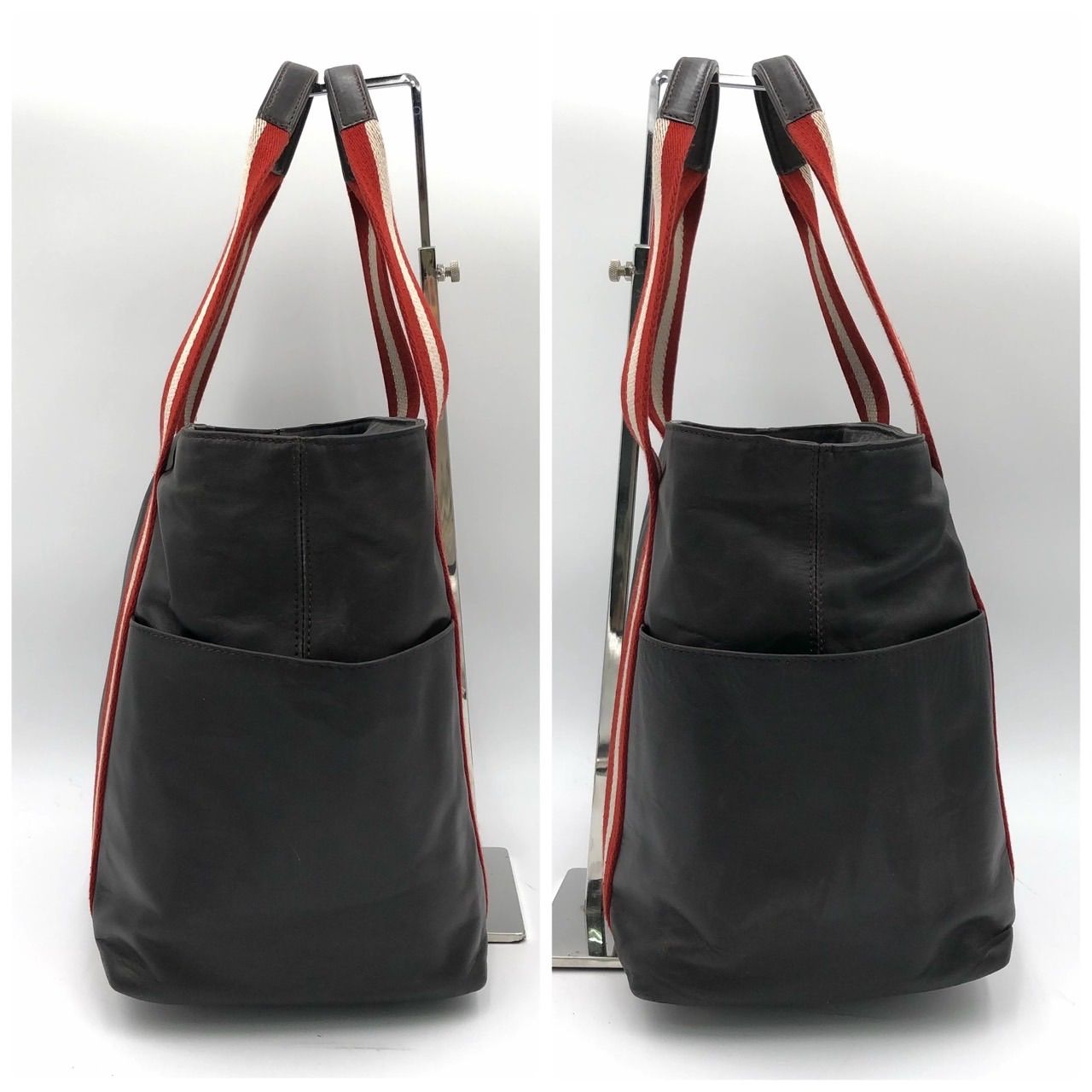 BALLY バリー レザートートバッグ 黒 ブラック 赤 白 肩掛け A4 - メルカリ