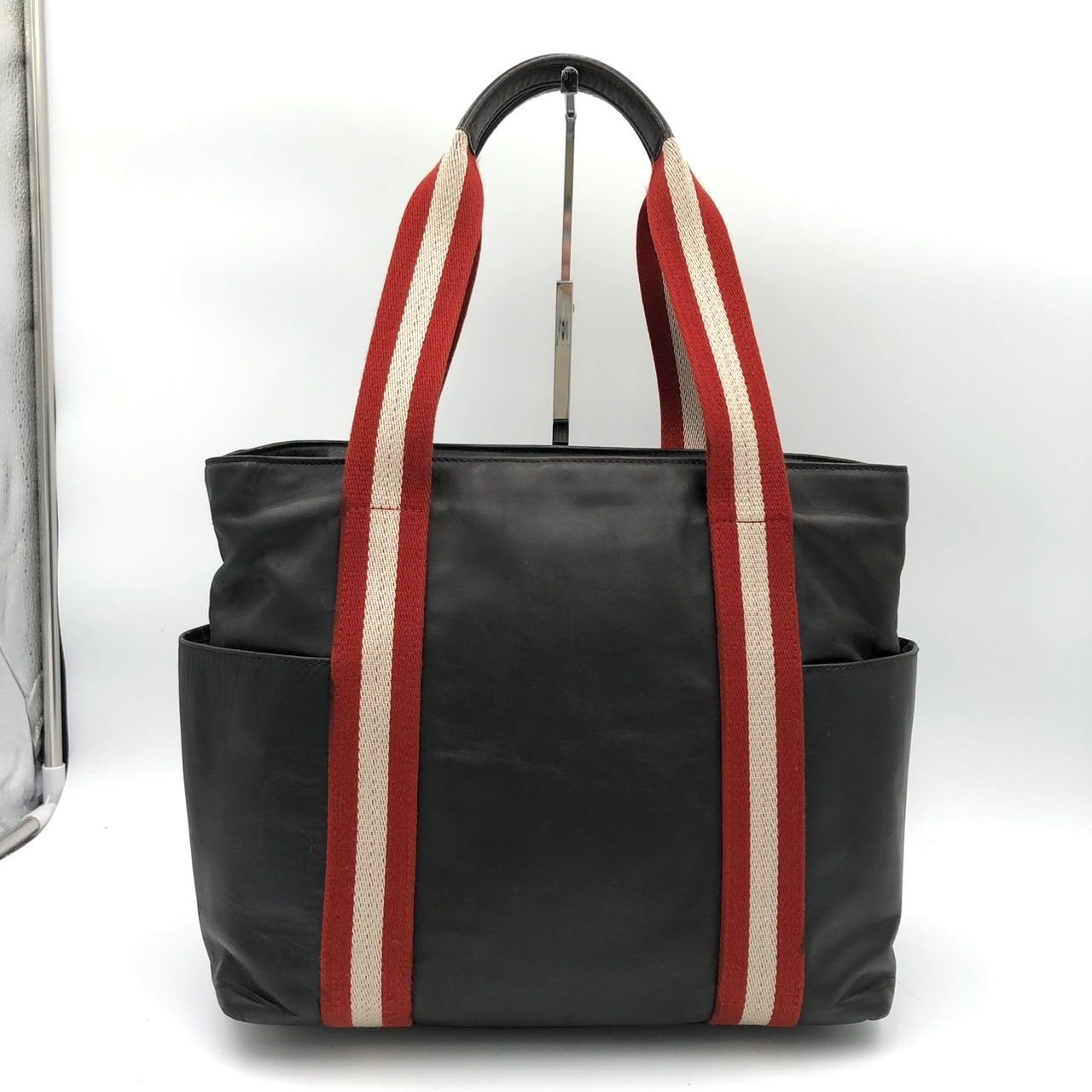 BALLY バリー レザートートバッグ 黒 ブラック 赤 白 肩掛け A4 - メルカリ