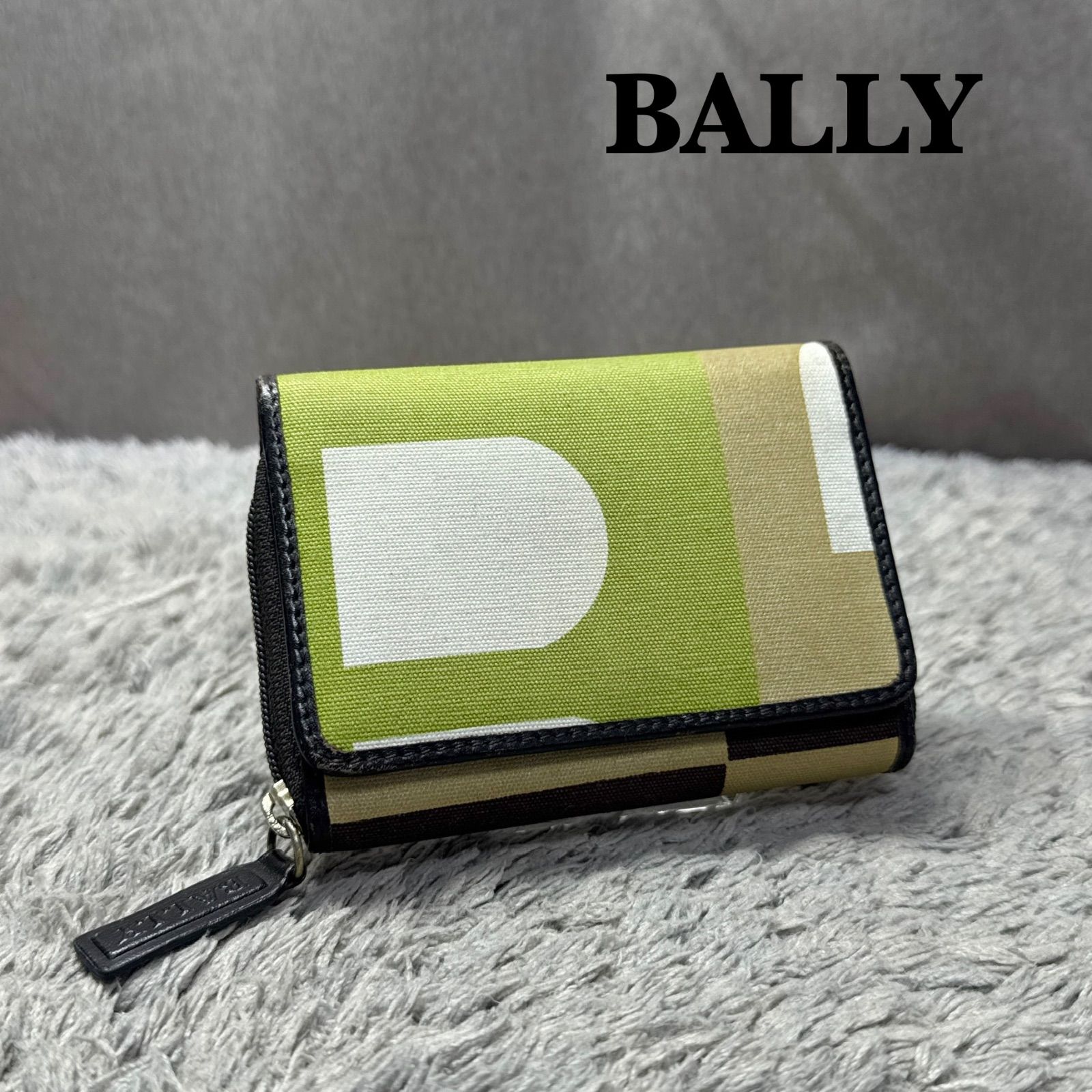 BALLY バリー キャンバス レザー フラグメントケース ラウンドジップ