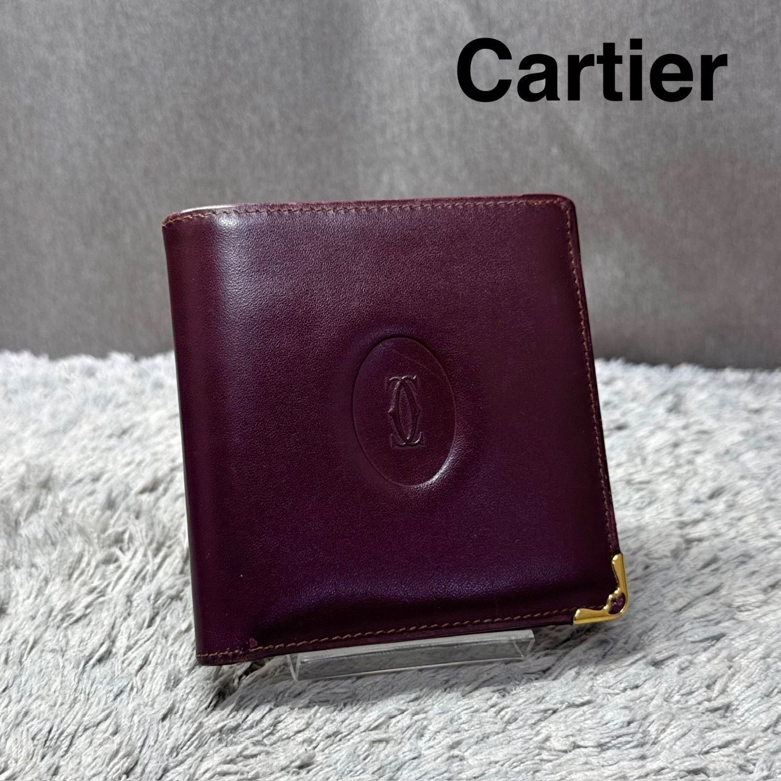 Cartier カルティエ マストライン 二つ折り財布 レザー ボルドー 