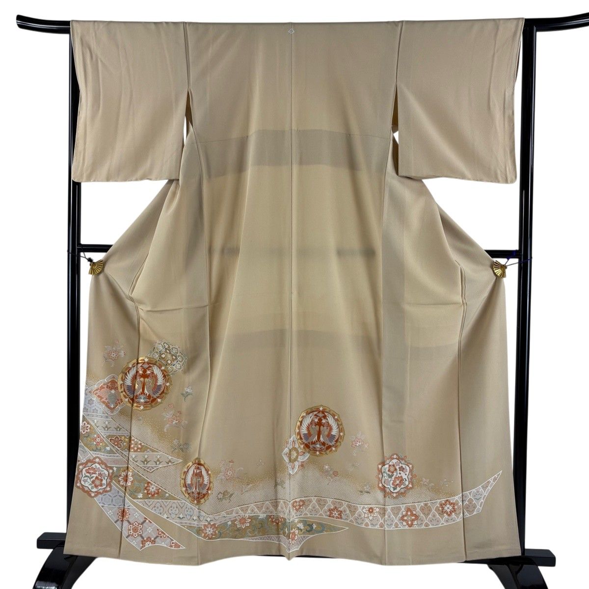 色留袖 身丈152.5cm 裄丈61cm 正絹 秀品 【中古】 訪問着 身丈152cm 裄丈64cm M 単衣 牡丹 秋草 金彩 灰色 正絹 優品