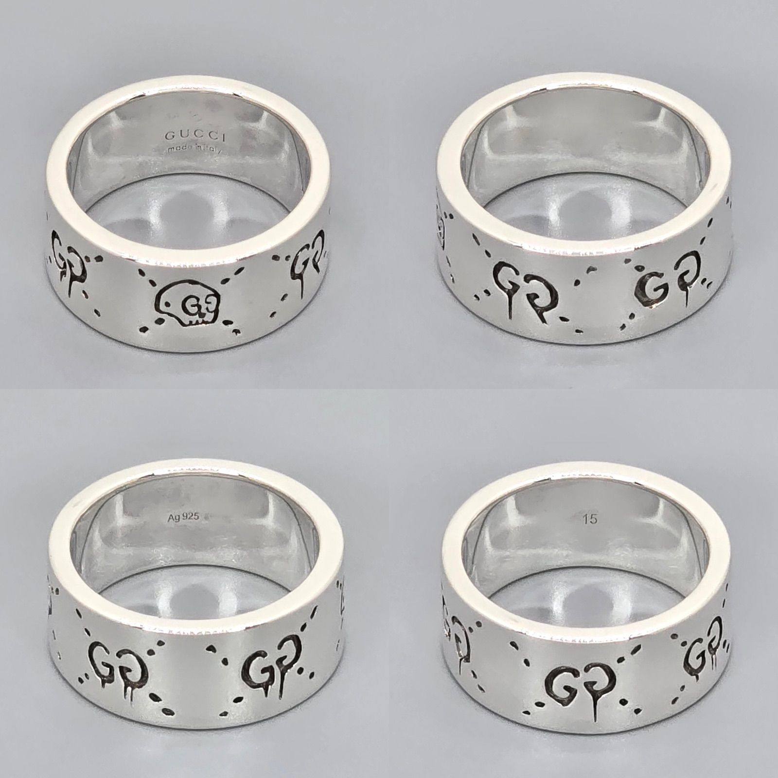GUCCI グッチ 455318 ゴースト リング ワイド 15 約14.5号 