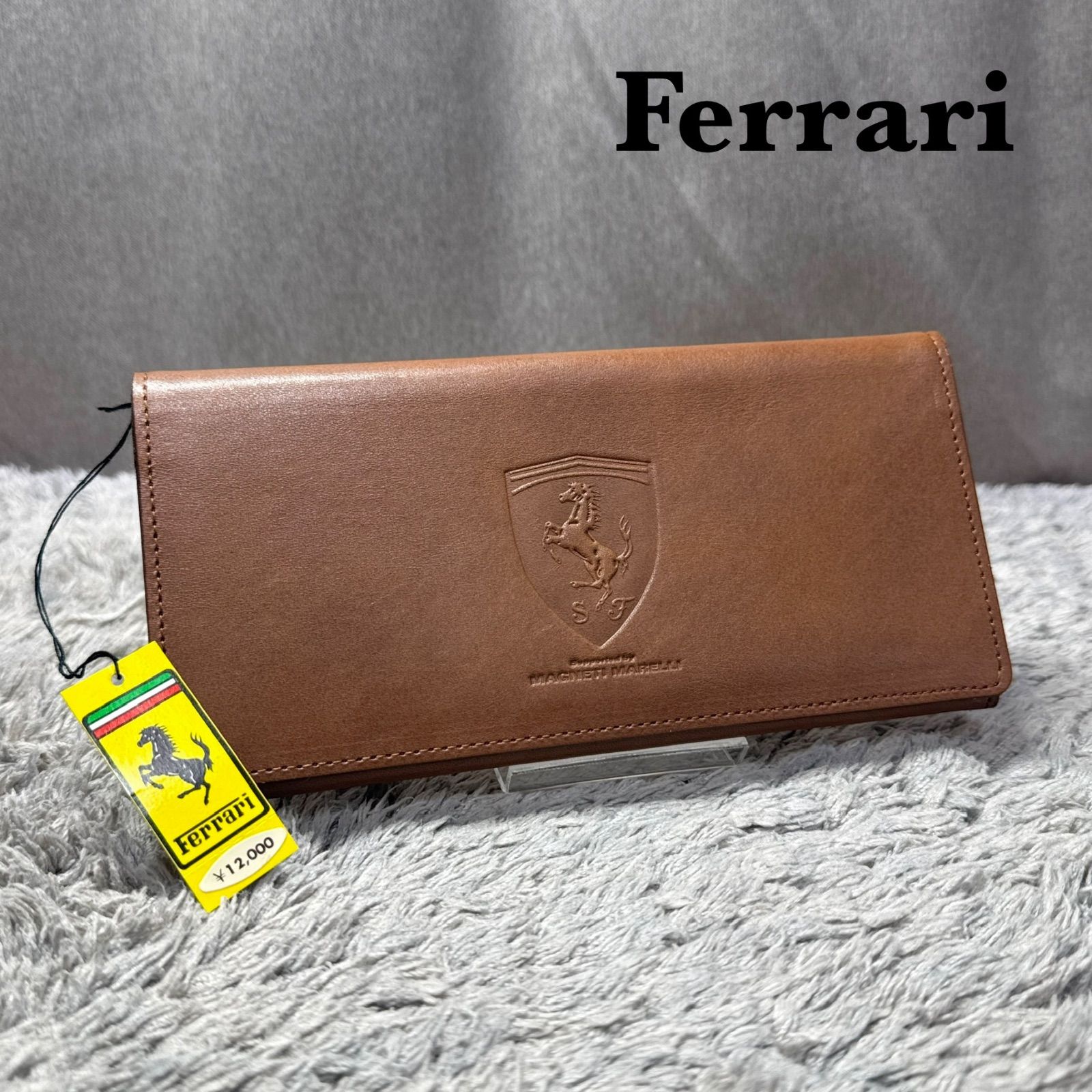 Ferrari フェラーリ 長財布 レザー ブラウン フロントエンブレムロゴ 
