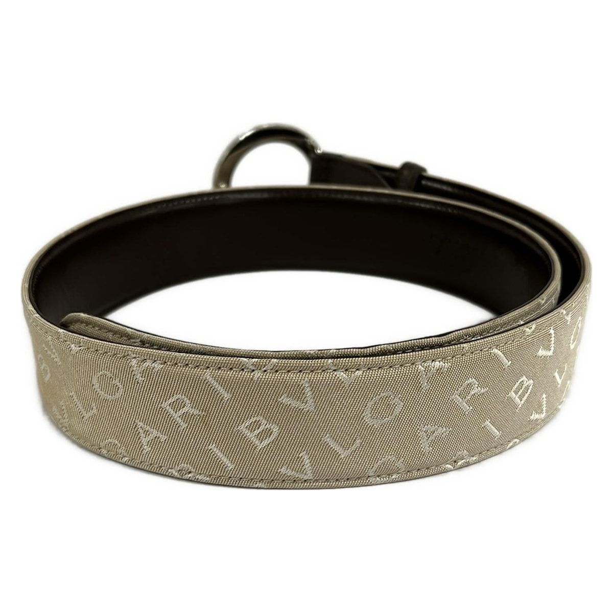 BVLGARI(ブルガリ) ベルト 42/105 ロゴマニア ベージュ×白×ダーク