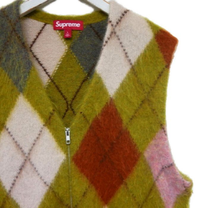 Supreme 国内正規 24SS Brushed Argyle Zip Up Vest ブラッシュド 