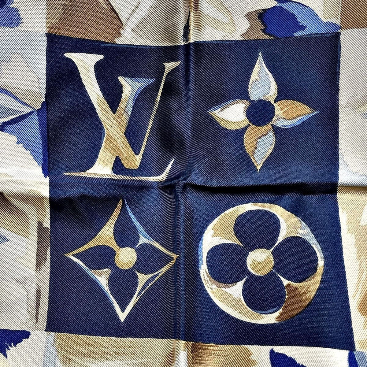 中古】 LOUIS VUITTON ルイ・ヴィトン 水彩風 モノグラム 大判スカーフ