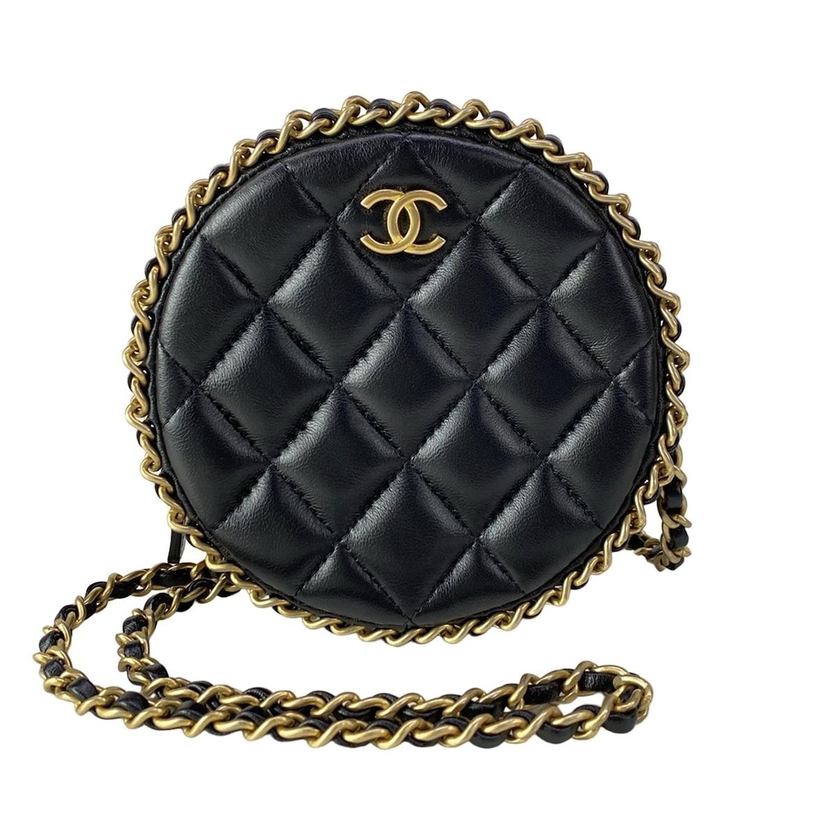 CHANEL(シャネル) ショルダーバッグ クラシックチェーンクラッチ/マトラッセ AP0739 黒 チェーンショルダー/ヴィンテージゴールド金具 ラムスキン シャネル ショルダーバッグ クラシックチェーンクラッチ/マトラッセ
