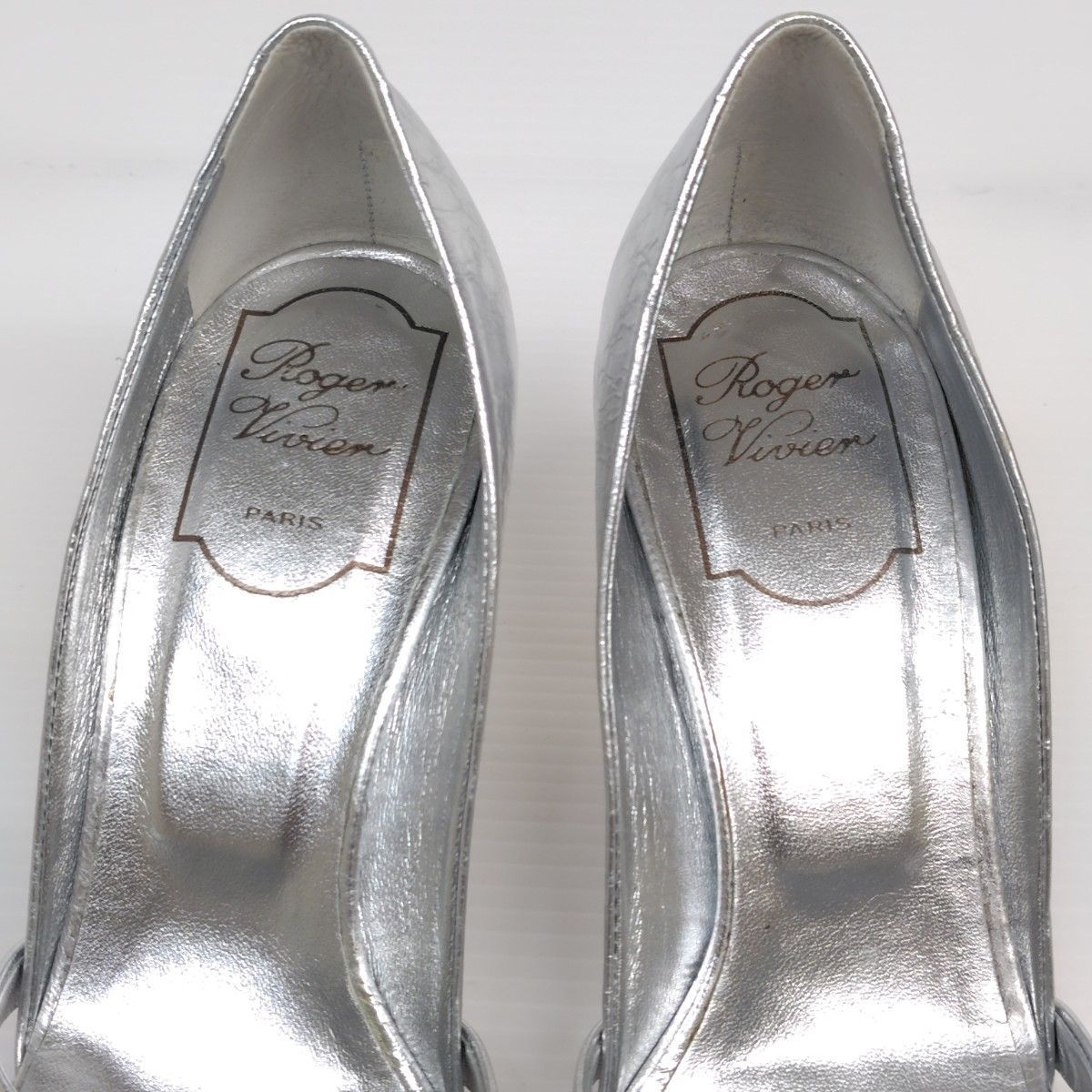 新品未使用　Roger Vivier クリスタルバックルパンプス シルバー 35 ☆使用感少なめ☆ROGER VIVIER ロジェヴィヴィエ サンダル 35 スクエア