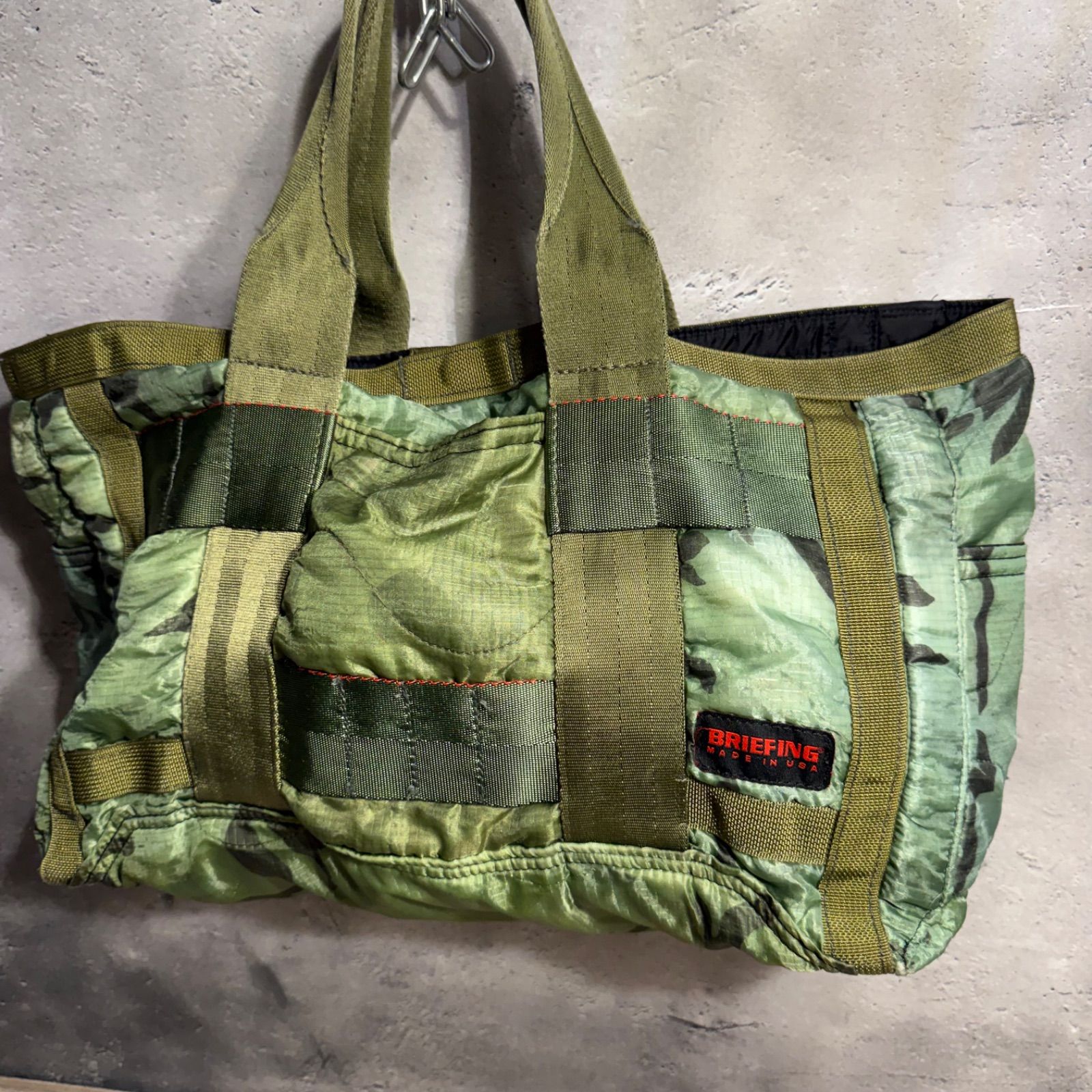 BRIEFING USA製 迷彩 キルティング トートバッグ 大容量 ジャンク Navy
