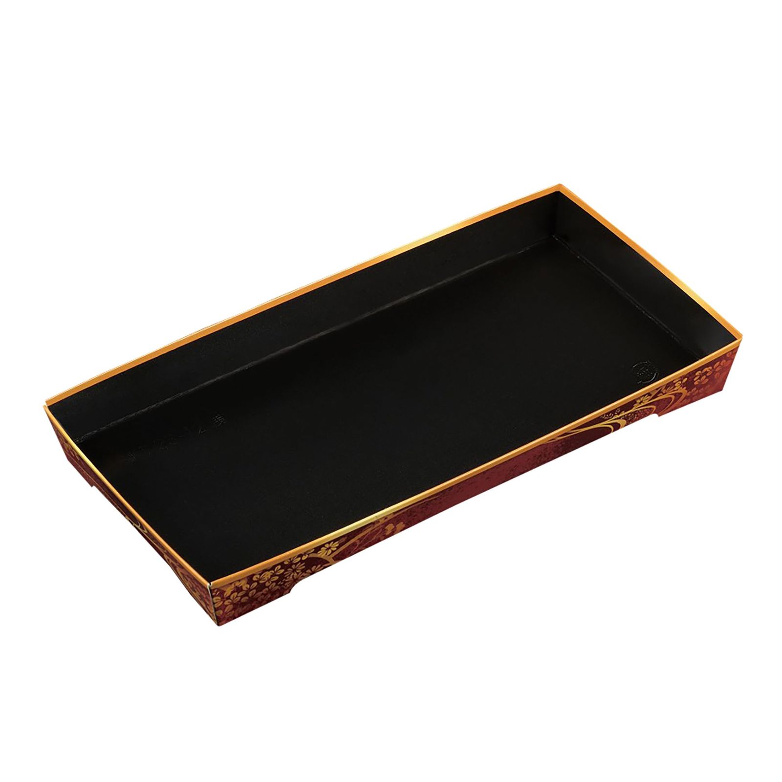 新品 中央化学 紙製容器 SKS 23-12浅 黒-小花 身 (234×118×28mm) 50枚入【蓋別売り】 テイクアウト・エコ・弁当・寿司・お重