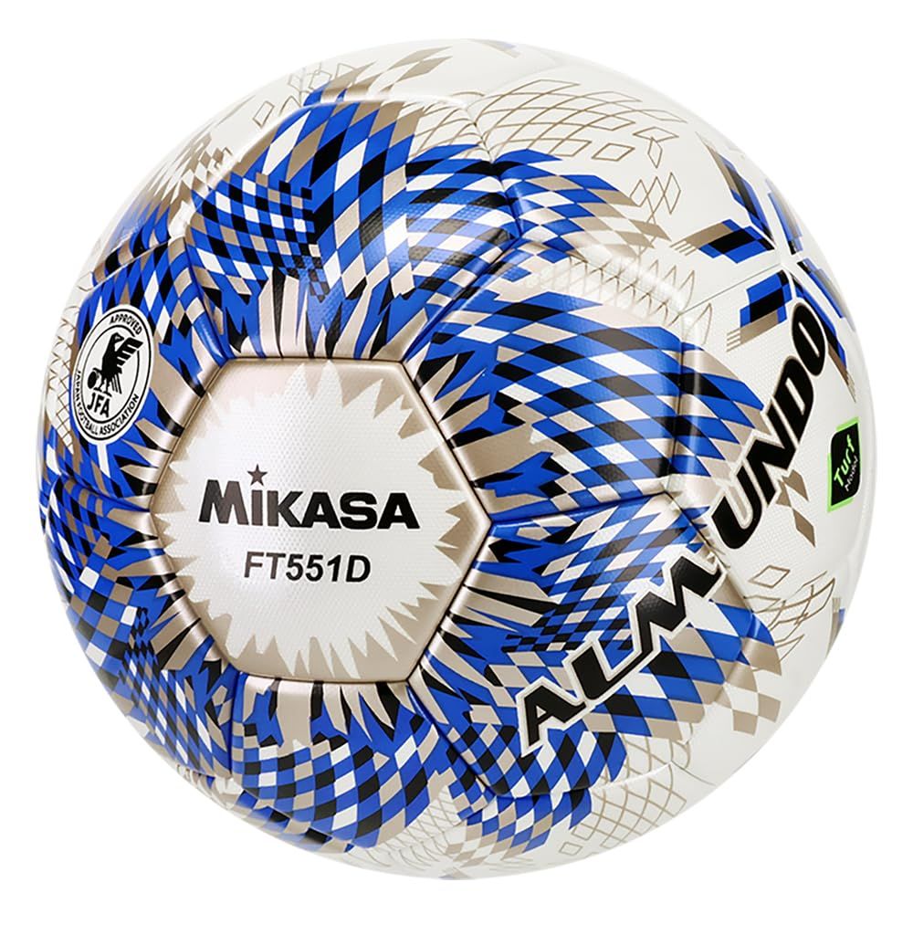 新品 ミカサ(MIKASA) サッカーボール 5号球 芝用 国際公認球/日本サッカー協会 検定球 ALMUNDO(アルムンド) 貼り ブルー/ブロンズシルバー FT551D-BLBS 推奨内圧0.900(kgf/)