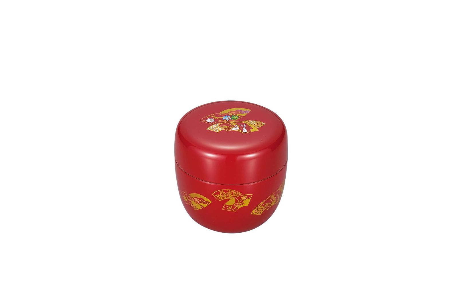 新品 中谷兄弟商会 山中漆器 2.2棗（中蓋付） 朱 扇面 37-3306