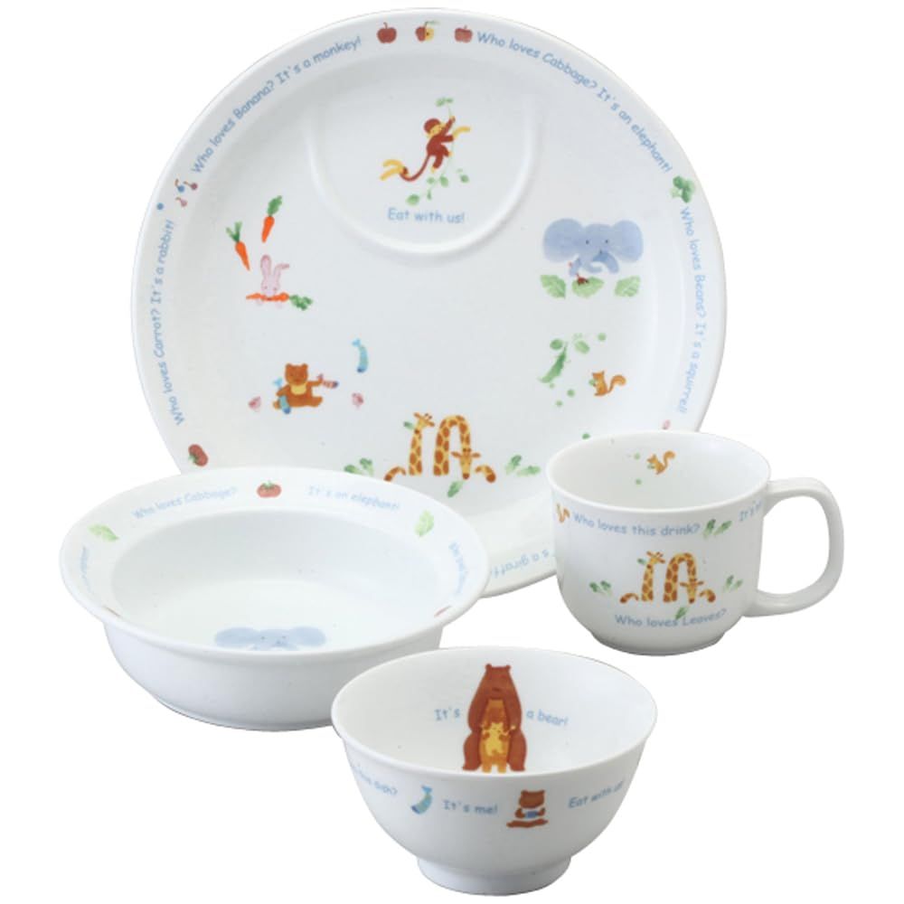 新品 NARUMI(ナルミ) 子供用 食器セット みんなでたべよっ! 4点セット すくいやすい食器 出産祝い お食い初め 離乳食 ギフト オーブン 電子レンジ 食洗機対応 日本製 40433-33139