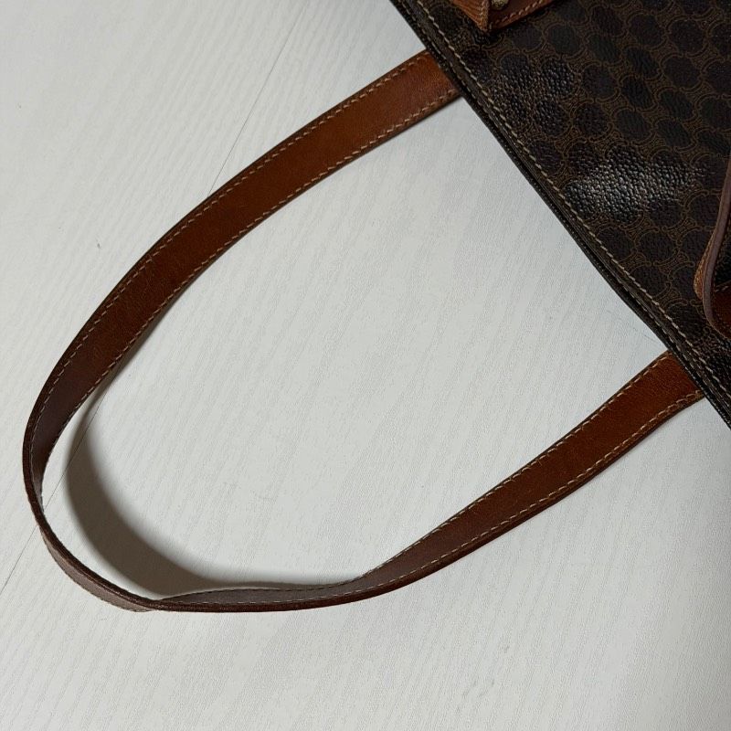 CELINE セリーヌ マカダム柄 PVC×レザー トートバッグ 肩掛け CELINE（セリーヌ） (美品)セリーヌ マカダムトートバック ショルダー