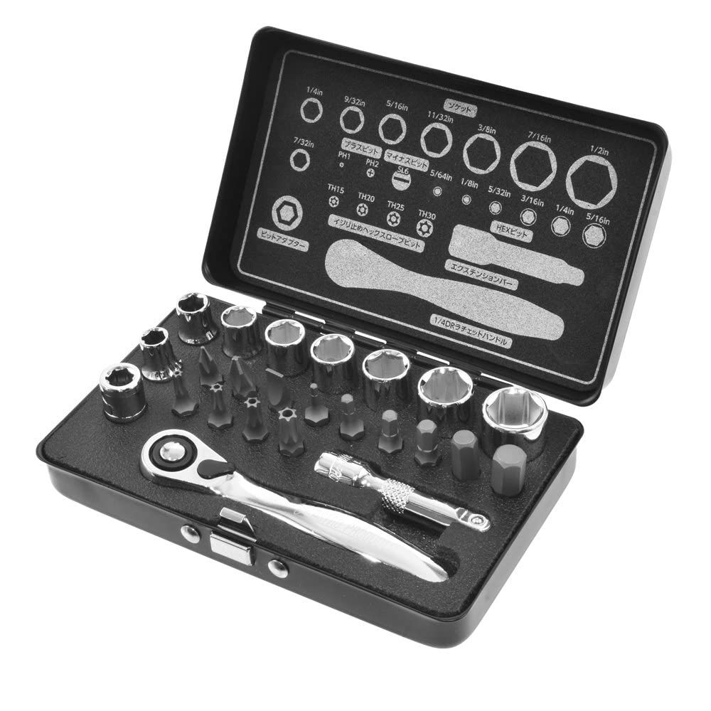新品 アストロプロダクツ ミニツールセット インチ 24個組 | ラチェットハンドル ビットアダプター エクステンションバー ソケット