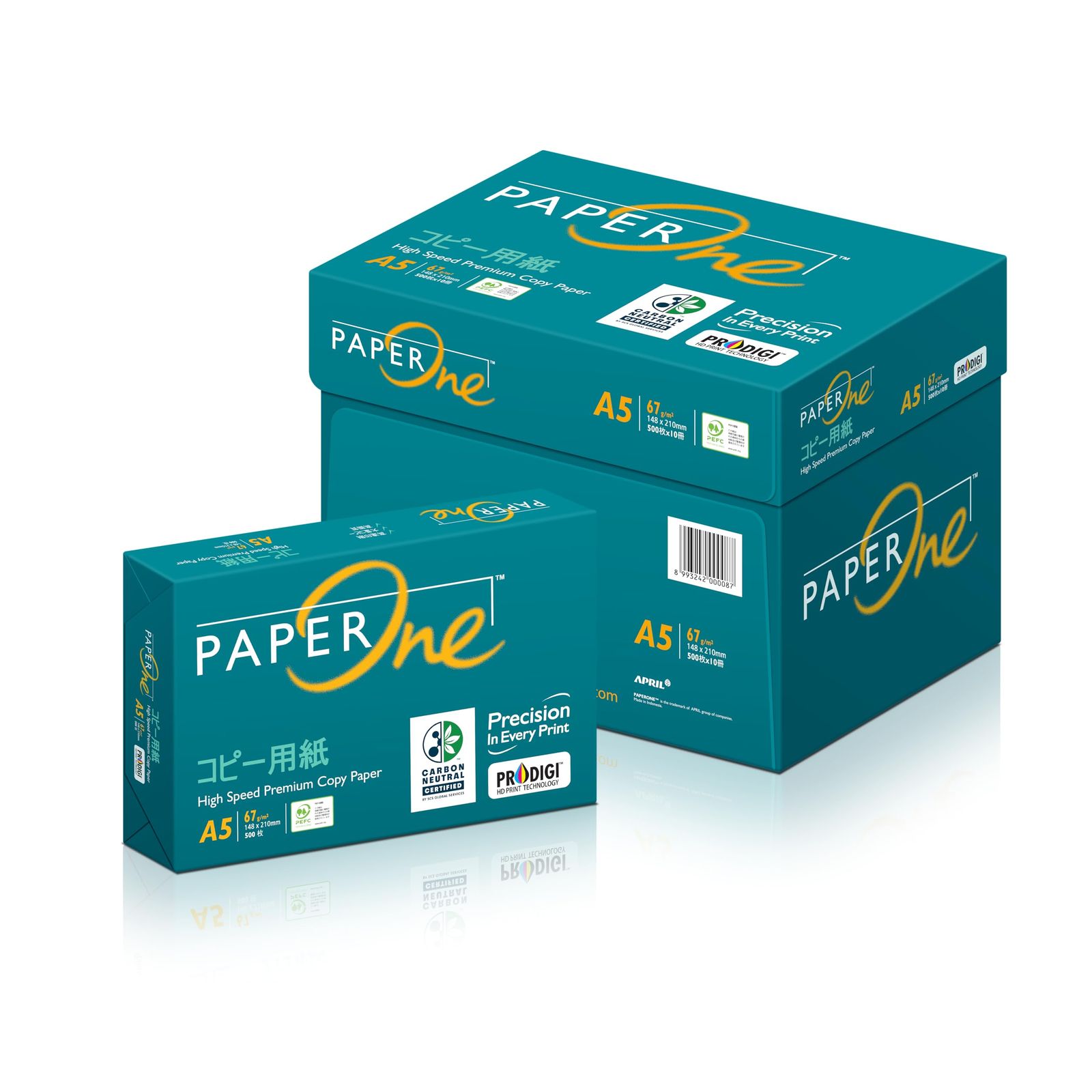 新品 エイプリル(April) PaperOne コピー用紙 A5 5000枚(500枚×10冊) 高白色コピー用紙 紙厚0.09mm大量印刷向き カーボンニュートラル認証 PEFC認証