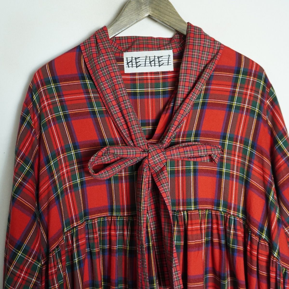 希少 美品 HEIHEI ヘイヘイ レッド タータン チェック リボン 