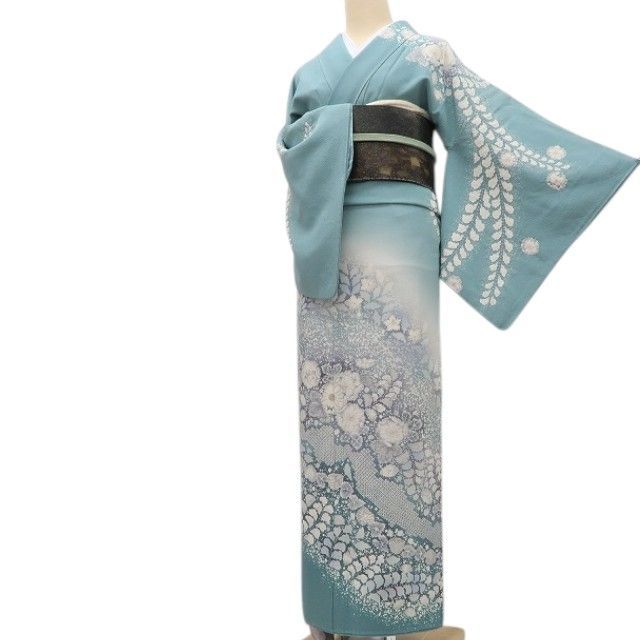 百華❀Y4813◇翠山工房 桐屋の辻が花 絞り 手縫い仕立て 正絹 訪問着