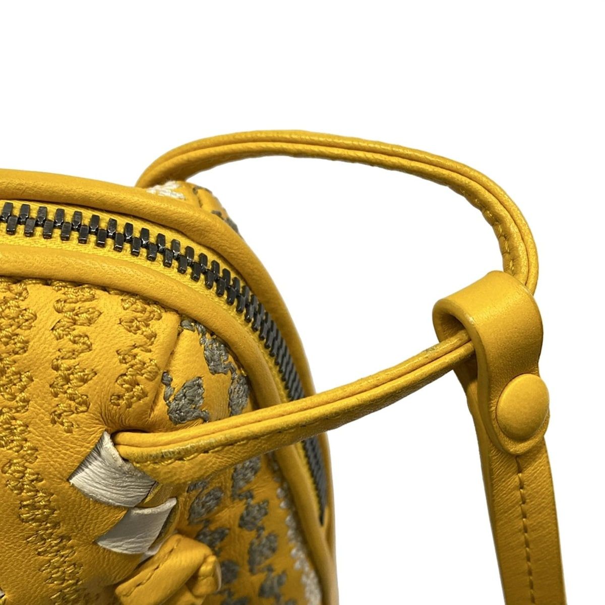 BOTTEGA VENETA(ボッテガヴェネタ) ショルダーバッグ ノディーニ,イントレチャート イエロー×白×グレー レザー BOTTEGA VENETA(ボッテガヴェネタ) ショルダーバッグ ノディーニ