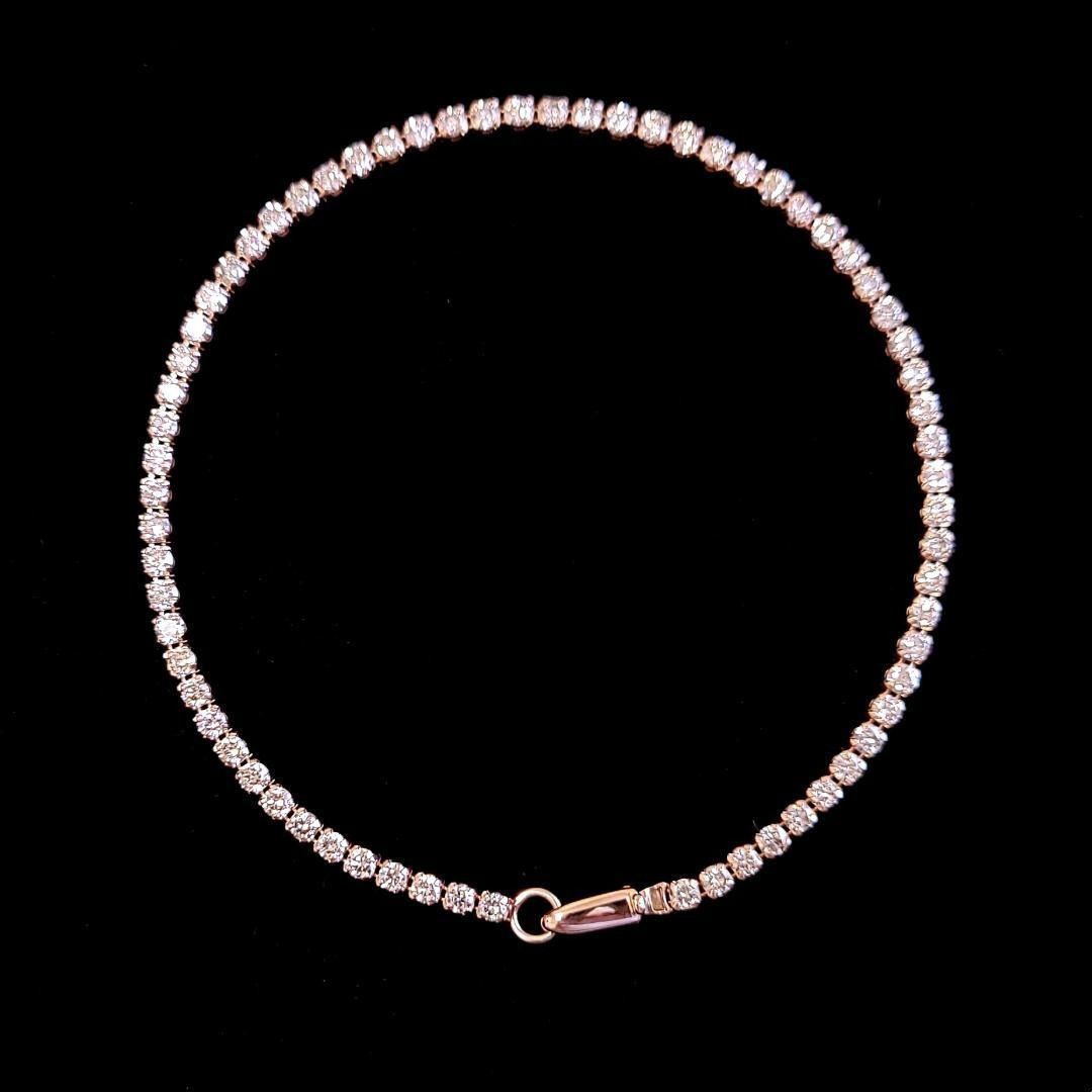 K18 天然ダイヤモンド テニスブレスレット1ct PG 大人気！クリップ式 2ct ダイヤモンド K18 PGテニス ブレスレット 鑑別
