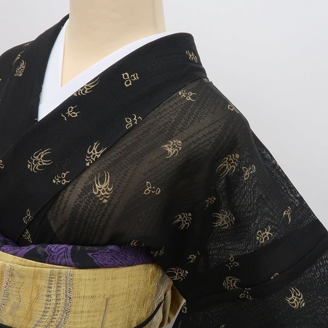 百華 Y4814◇美品 夏着物 正絹 紋紗 歌舞伎 隈取 手縫い仕立て 小紋