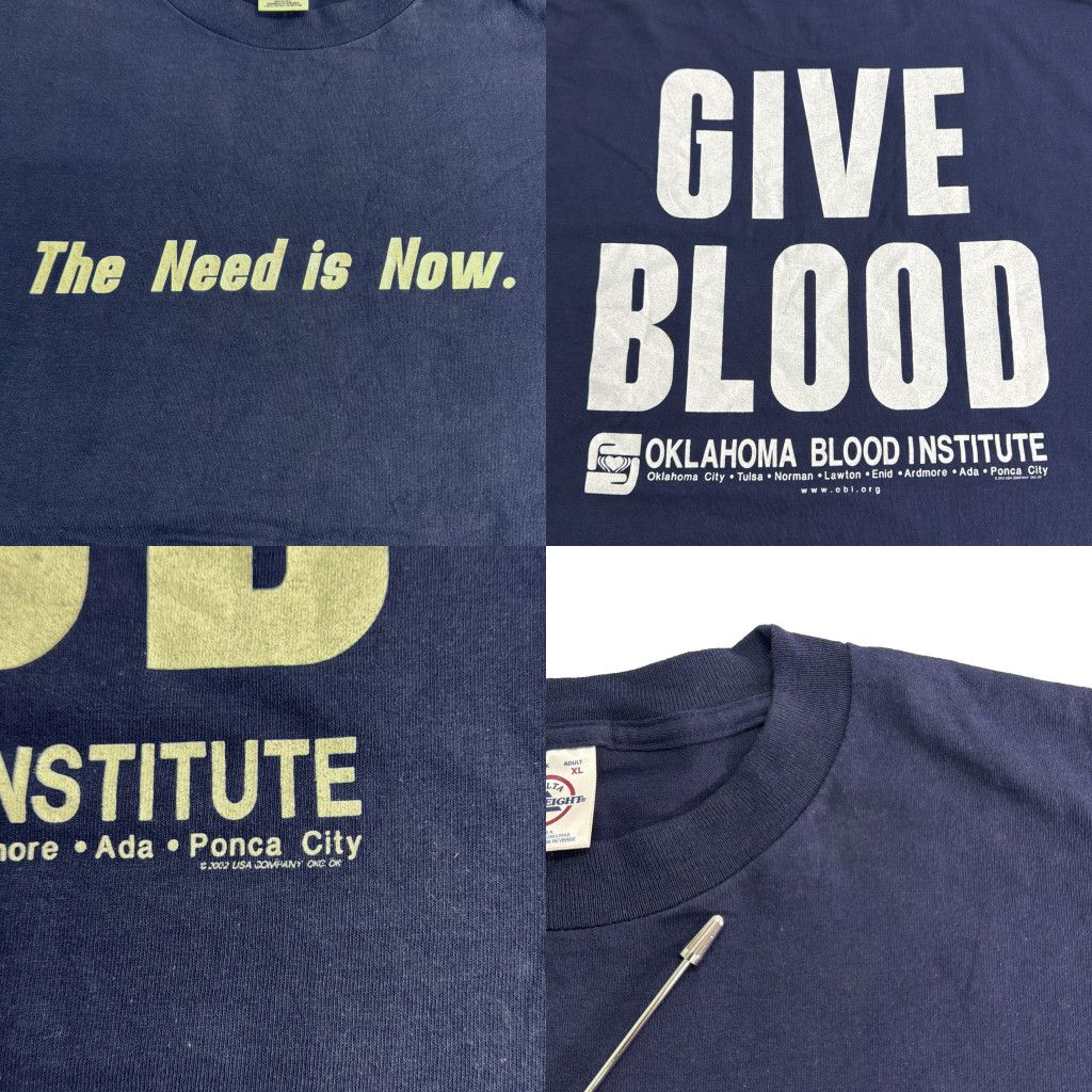 00年代 DELTA デルタ 献血 半袖Tシャツ ネイビー(メンズ XL)中古 古着 
