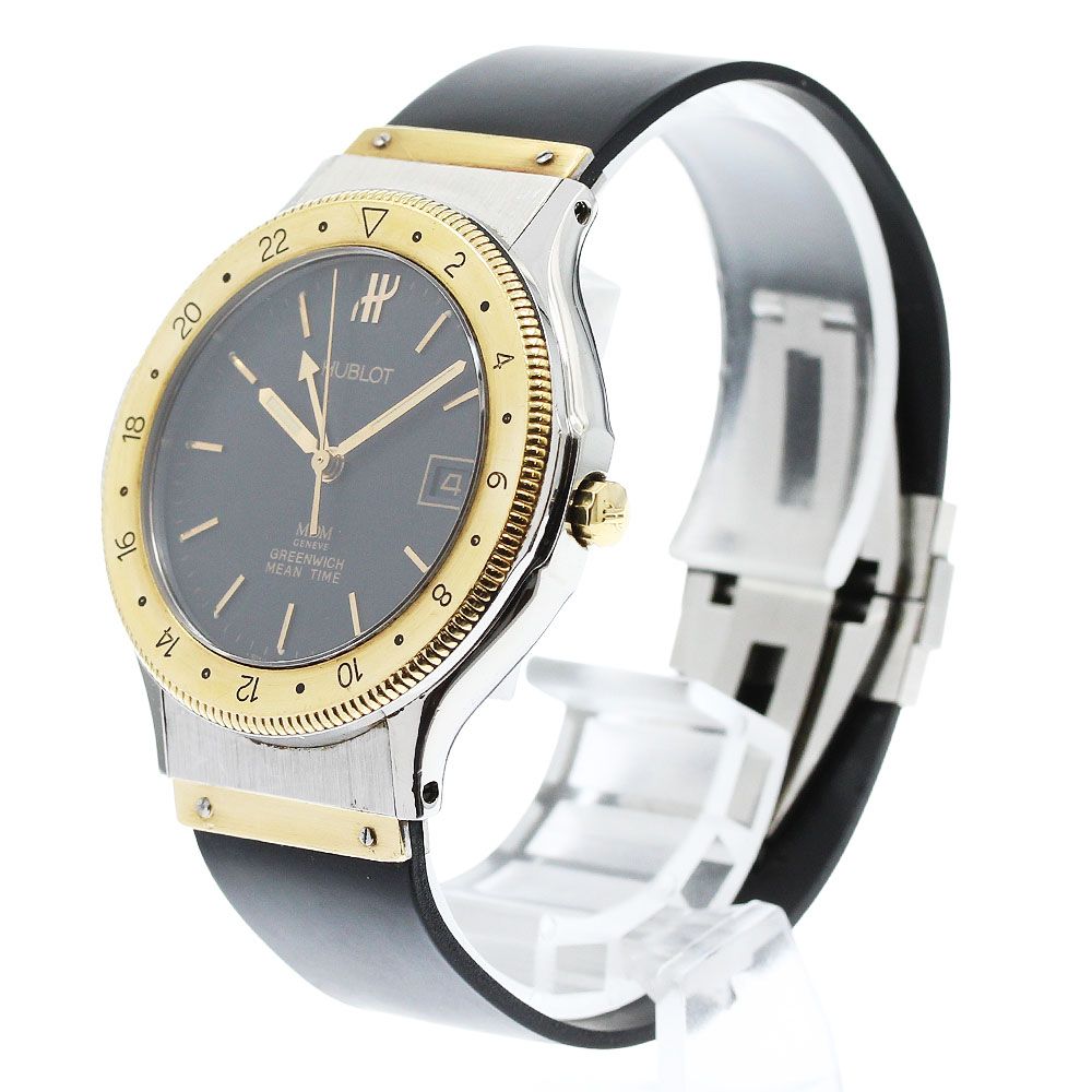 1円 稼働 良品 HUBLOT ウブロ MDM 1570.110.2 K18YG コンビ 18金 GMT