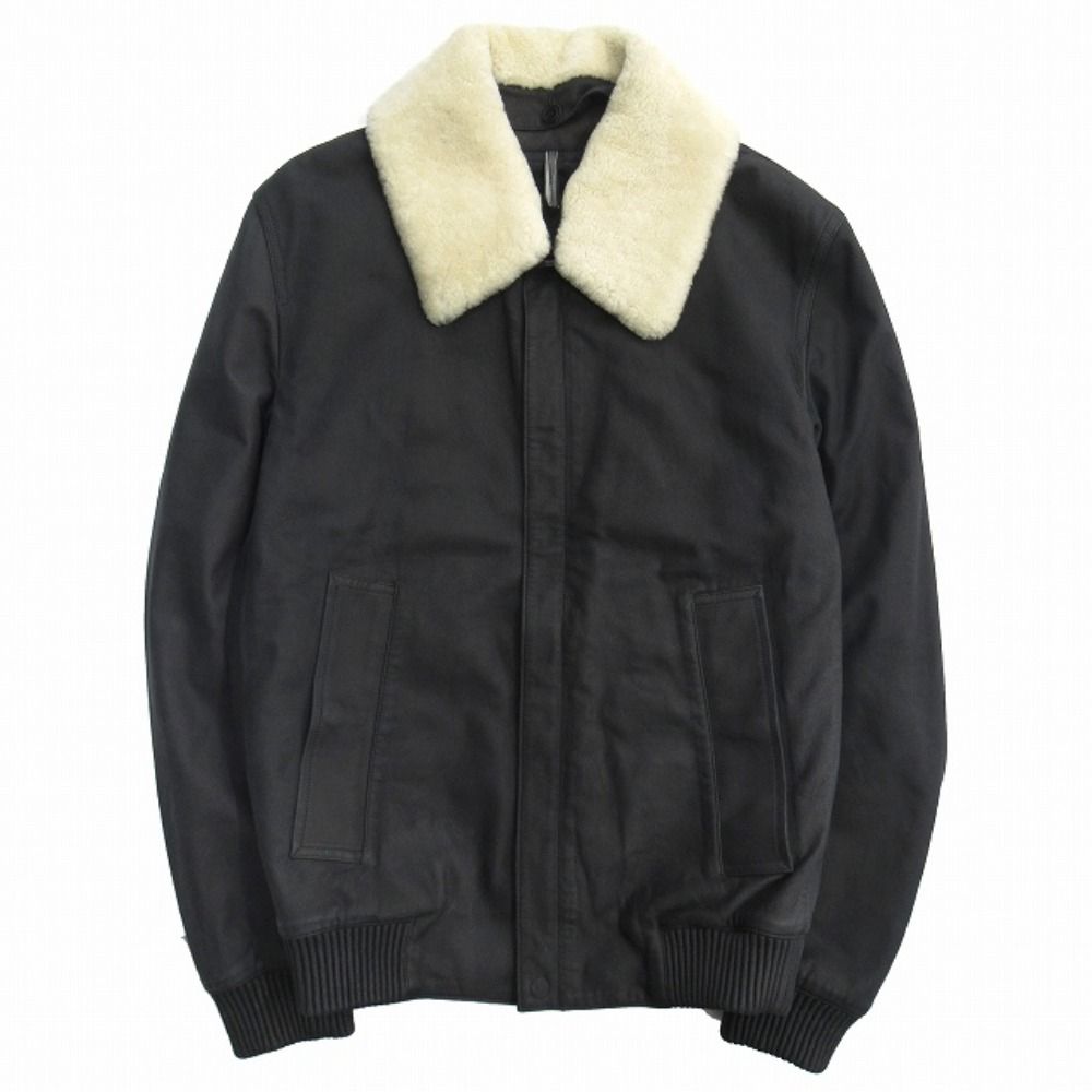 美品 DIOR HOMME ディオール・オム ムートンファー ラム レザー ジャケット クリスヴァンアッシュ 44 アーカイブ 黒 ブラック メンズ 古着 中古 USED 美品 DIOR HOMME ディオール・オム ムートンファー ラム レザー