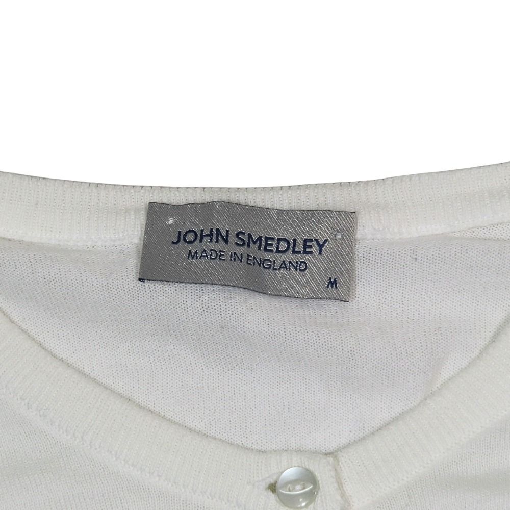 美品 JOHN SMEDLEY ジョンスメドレー ボーダー ７分袖 カーディガン トップス クルーネック M ホワイト ダークネイビー レディース 古着 中古 USED 美品 JOHN SMEDLEY ジョンスメドレー ボーダー 7分袖 カーディガン